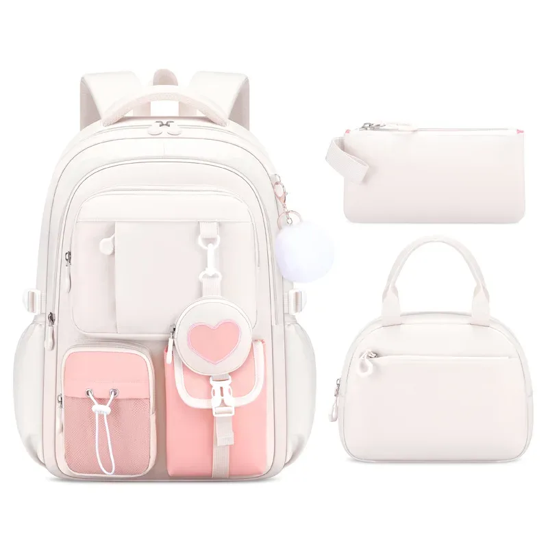 sac à dos scolaire pour filles, série love, léger, grande capacité, mignon et orthopédique, pour collégiennes.