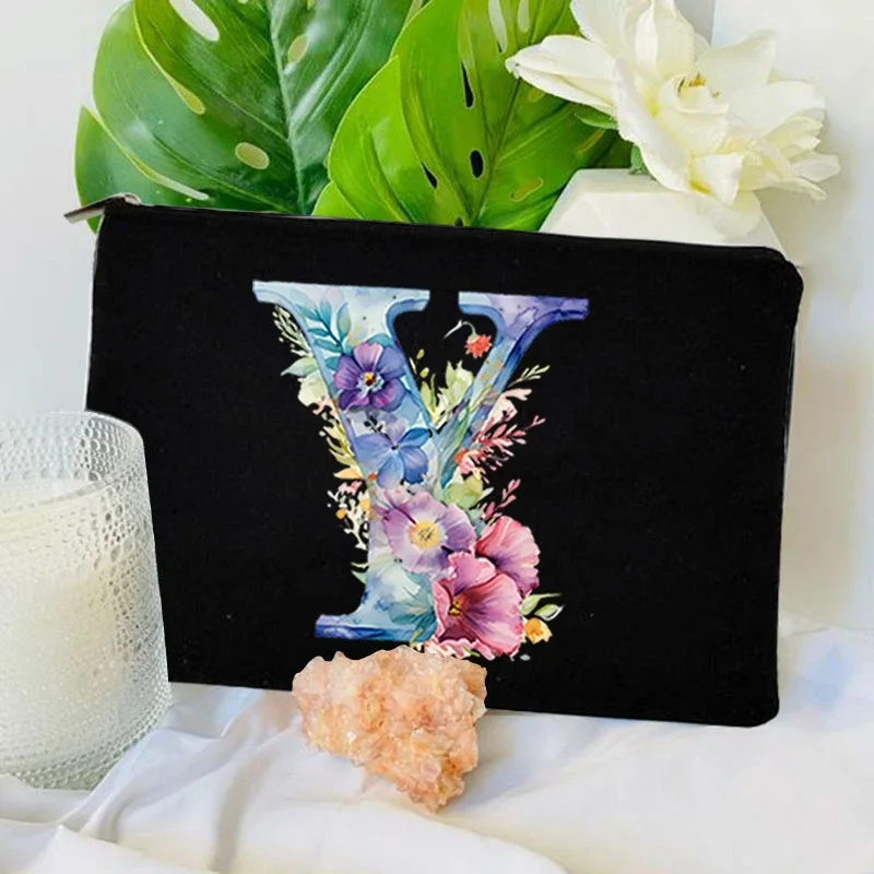 1 pc sac à lettres initiales sac de maquillage avec lettres pour femmes sac à cosmétiques initiales a-z sac de maquillage personnalisé sac de voyage, cosmétique initial