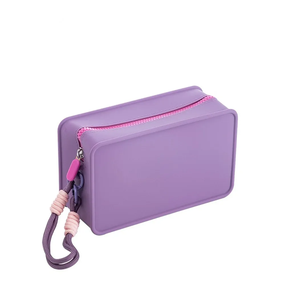 sac en silicone couleur bonbon, sac de maquillage, sac à cosmétiques, pochette de rouge à lèvres en silicone pour organisateur d'utilisation quotidienne
