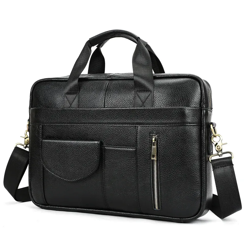 porte-documents en cuir véritable pour hommes, best-seller, grande capacité, sacoche pour ordinateur portable de 14 pouces, sac en cuir de vachette de qualité supérieure