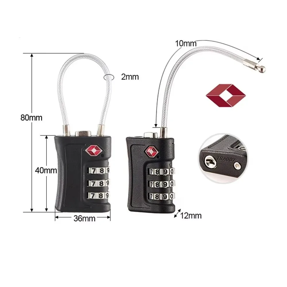 cadenas tsa pour bagages, cadenas à combinaison, cadenas de sécurité à 3 chiffres pour valise, cadenas à câble pour bagages de voyage