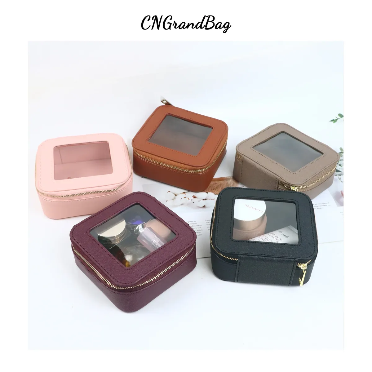 sac de rangement multifonctionnel en cuir saffiano personnalisé pour cosmétiques, portable, imperméable, pour rouge à lèvres et crème visage, grande capacité, idéal pour les voyages