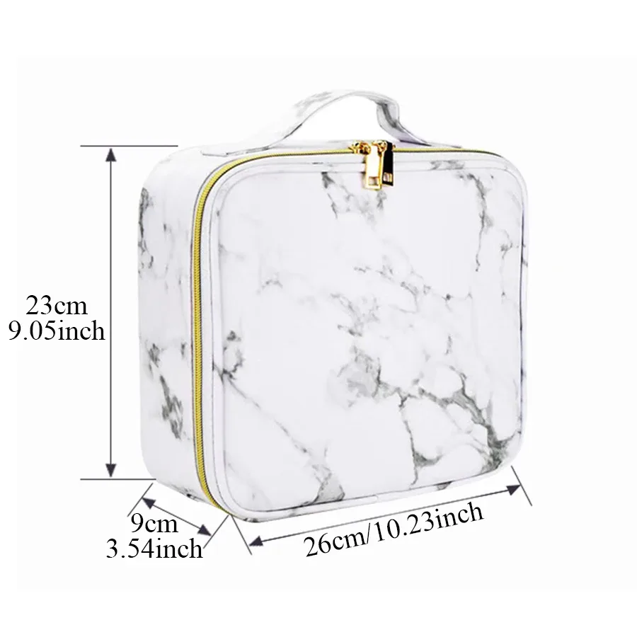 sac de rangement cosmétique professionnel en pu imperméable, sac à main de maquillage, sac de voyage, trousse de maquillage, bureau d'évaluation, marbre