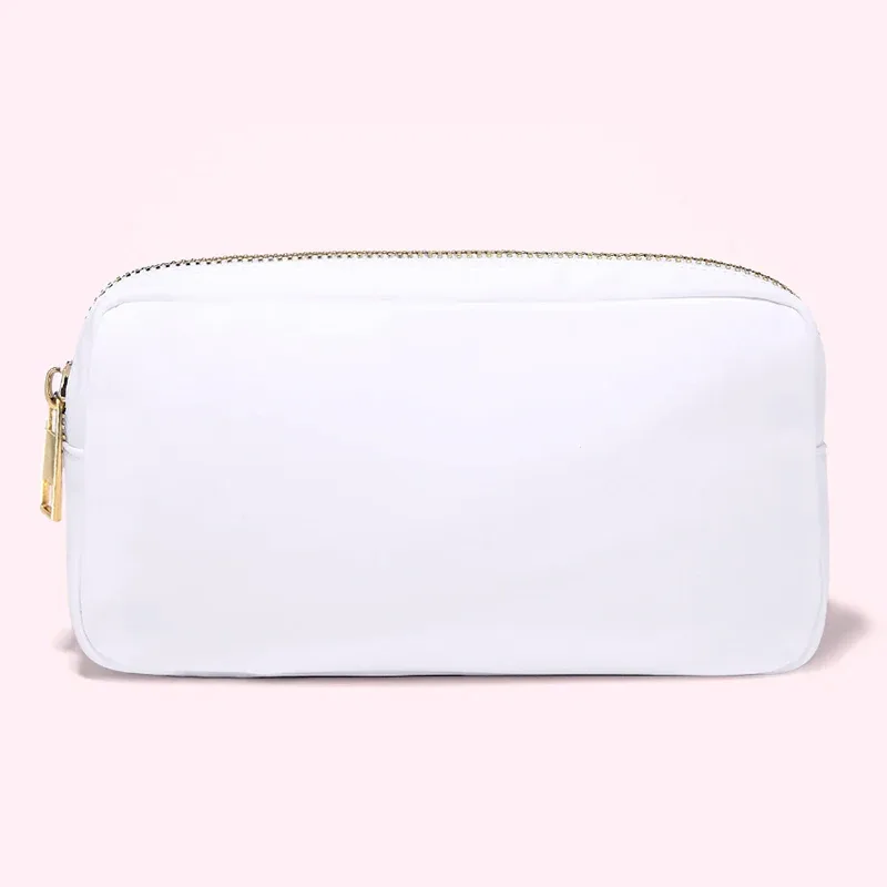 pochette de maquillage personnalisée en nylon rose, imperméable, pour femmes et filles, sac de voyage pour maquillage, organisateur de couleur bonbon, grande capacité