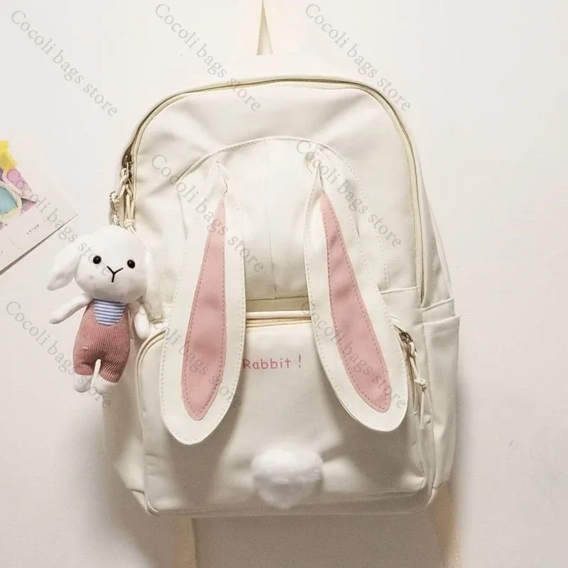 sac à dos oreilles de lapin kawaii pour filles, sac à dos d'école mignon pour filles, sac à dos à usage quotidien en nylon pour la rentrée scolaire