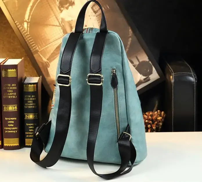 sac à dos rétro en cuir véritable pour femmes, design brodé, pour voyage, anti-vol, tendance