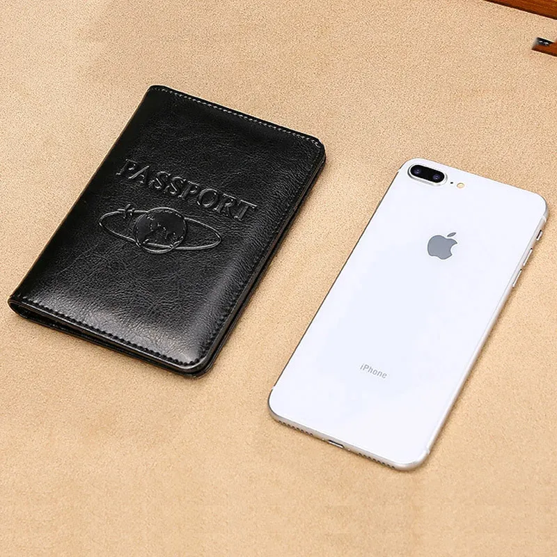 porte-passeport en cuir véritable-portefeuille de voyage bloquant rfid pour passeport et billets, étui à documents multifonctionnel