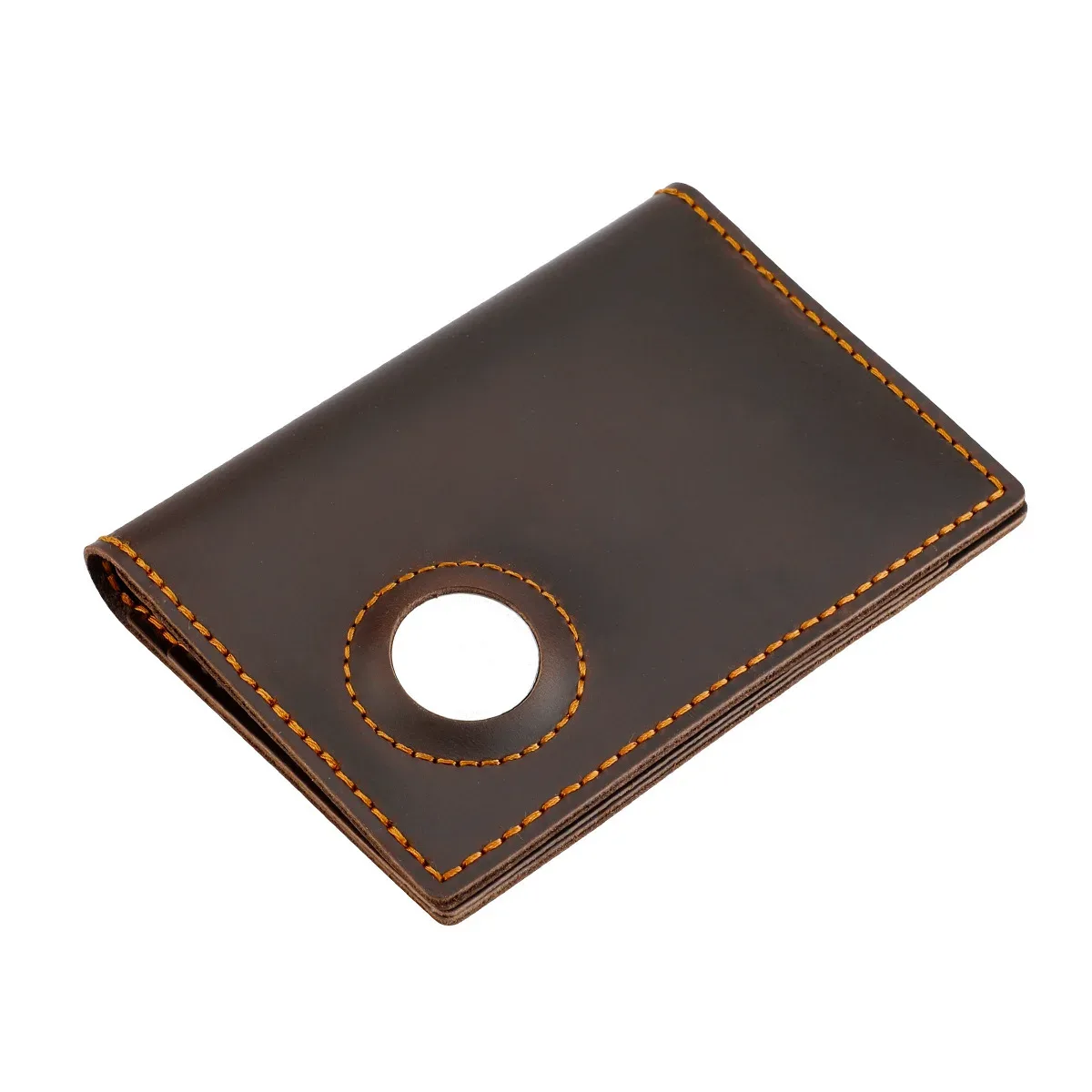 crazy horse – portefeuilles de suivi en cuir, porte-passeport, couverture de passeport pliable en cuir véritable avec fente airtag, indispensable pour le voyage