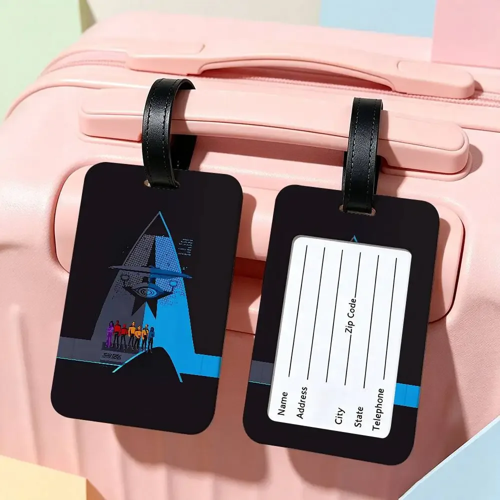 étiquette d'identification de bagage anti-perte en pvc avec logo star t-treks, porte-carte d'informations amovible, étiquette de bagage de voyage