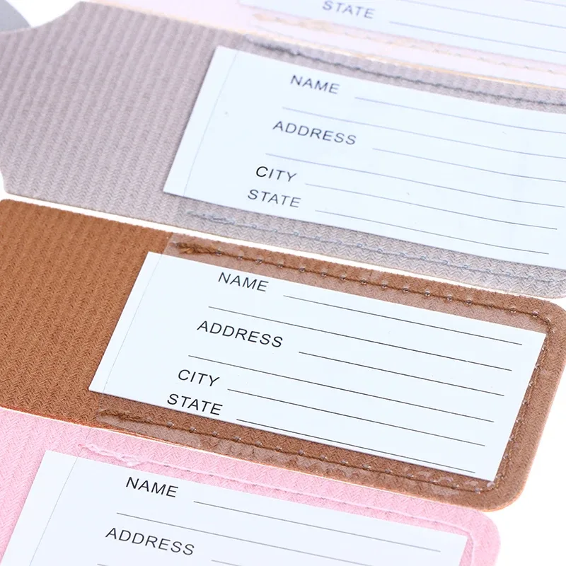 étiquette de bagage en cuir pu, identifiant de valise créatif, incontournable de voyage, étiquettes d'embarquement durables pour porte-adresse, 1 pièce