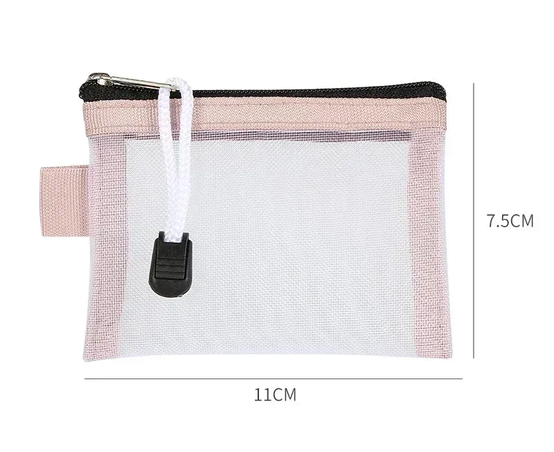 mini petit écouteur rouge à lèvres stockage portefeuille pochette femmes cosmétique organisateur maille maquillage sac