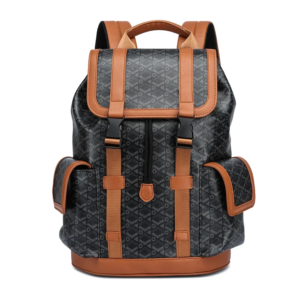 sac à dos à carreaux de luxe pour hommes, poches à rabat, sacs de voyage de grande capacité, sac à dos pour ordinateur portable de 15 pouces, cartable masculin