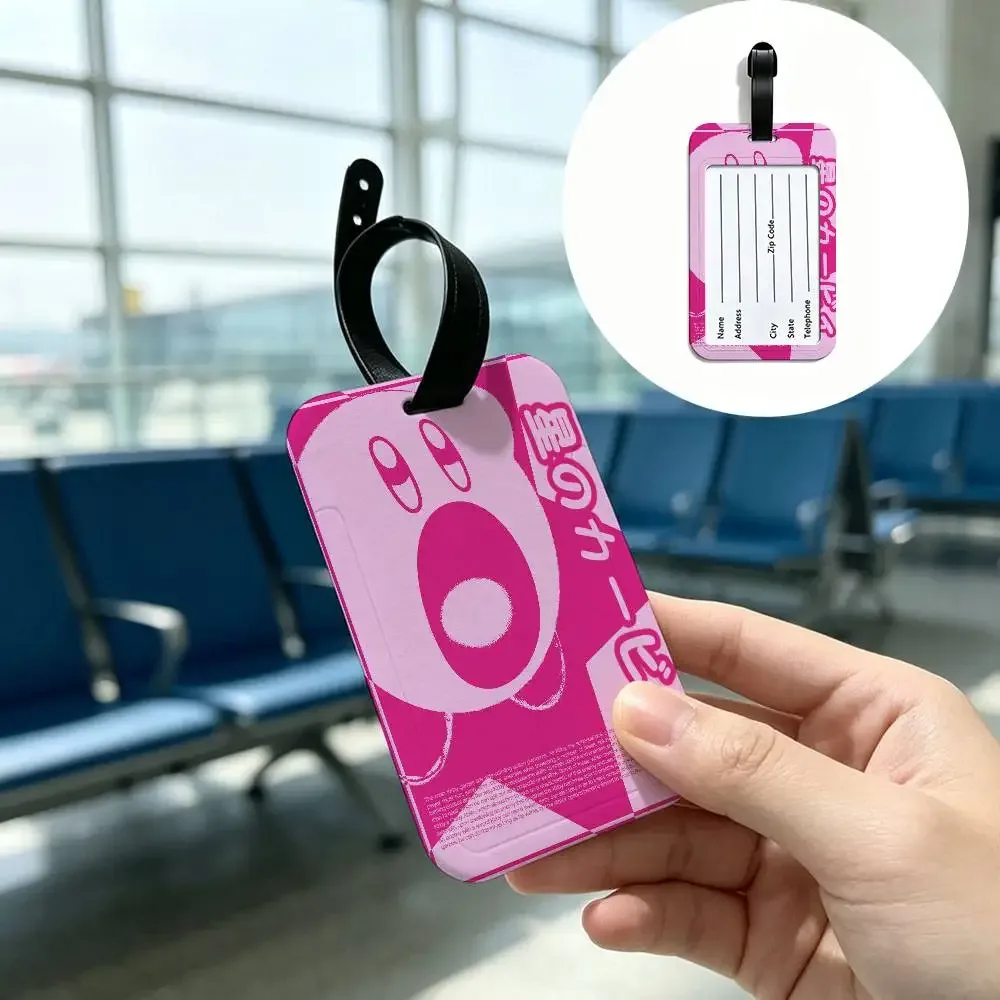étiquette de bagage de voyage k-kirbys en pvc, étui pour carte d'information, marqueur de nom anti-perte pour sac à dos