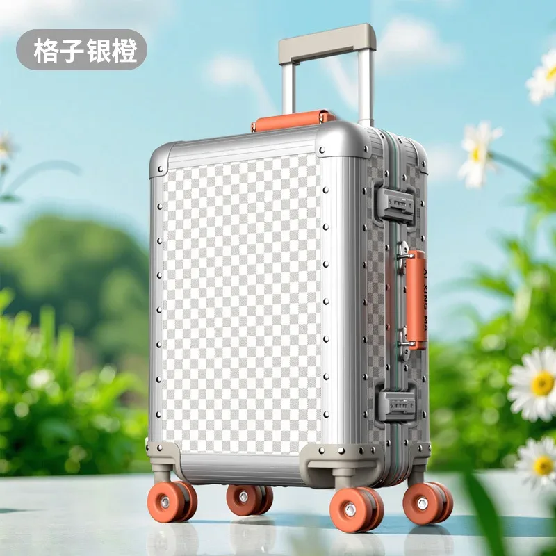 valise de voyage en alliage d'aluminium et de magnésium, bagages roulants, chariot de 20/24 pouces, valise d'embarquement de cabine à main, 100%