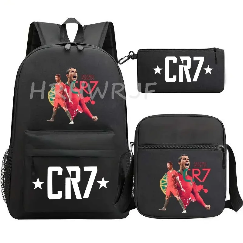 ensemble de sacs à dos imprimés sports cr7 pour adolescents, sacs d'école décontractés adaptés aux garçons et aux filles, mochilas de voyage légères