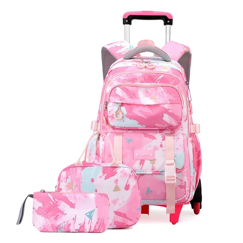 sac à dos scolaire à roulettes pour enfants, sac à dos à roulettes pour filles, sac à roulettes pour étudiants, bagage à roulettes de voyage