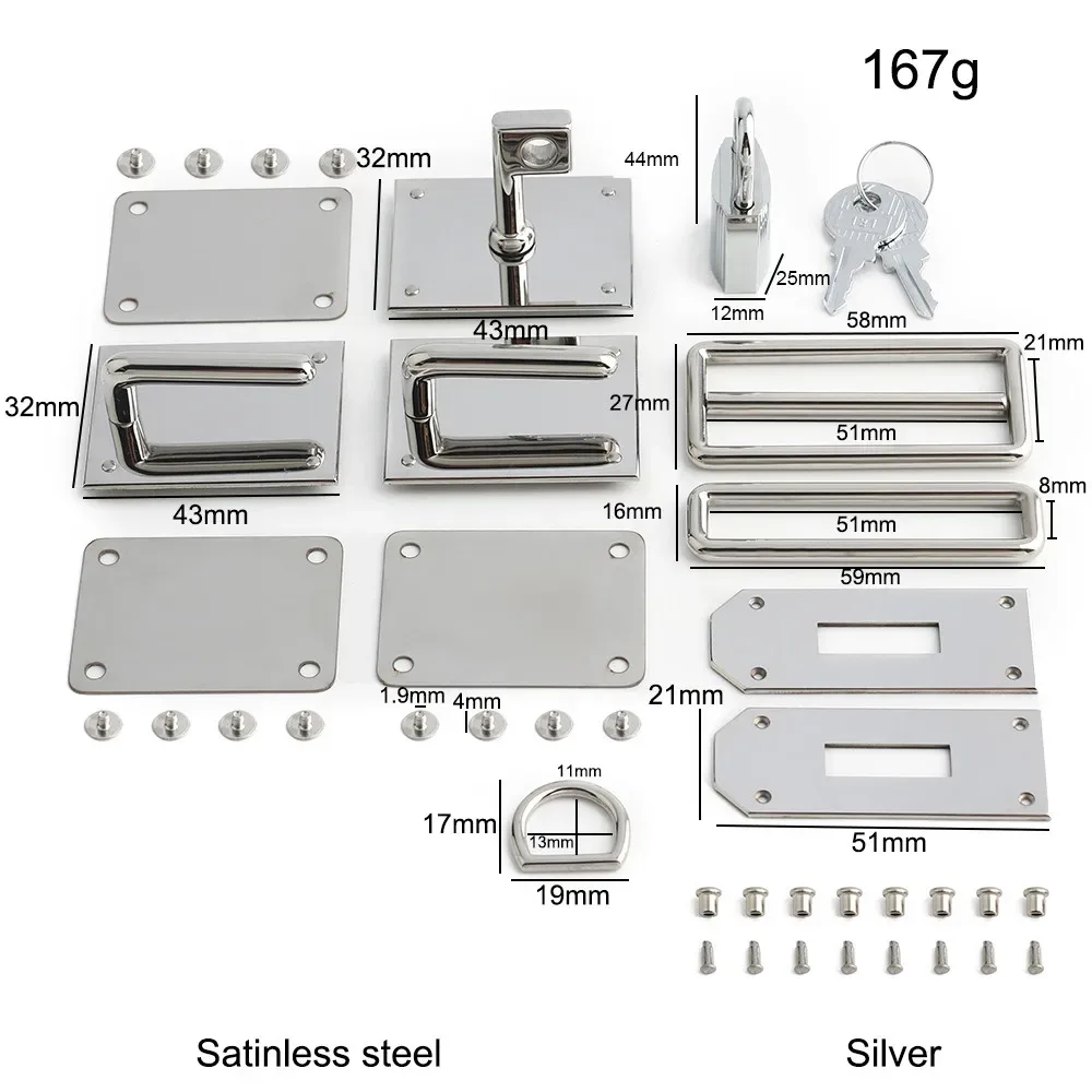 1/3 sets de serrures de sac 100% acier inoxydable neuves avec fermoir pivotant et clé pour sacs à main, sacs fourre-tout et portefeuilles pour femmes – kit de verrouillage haut de gamme