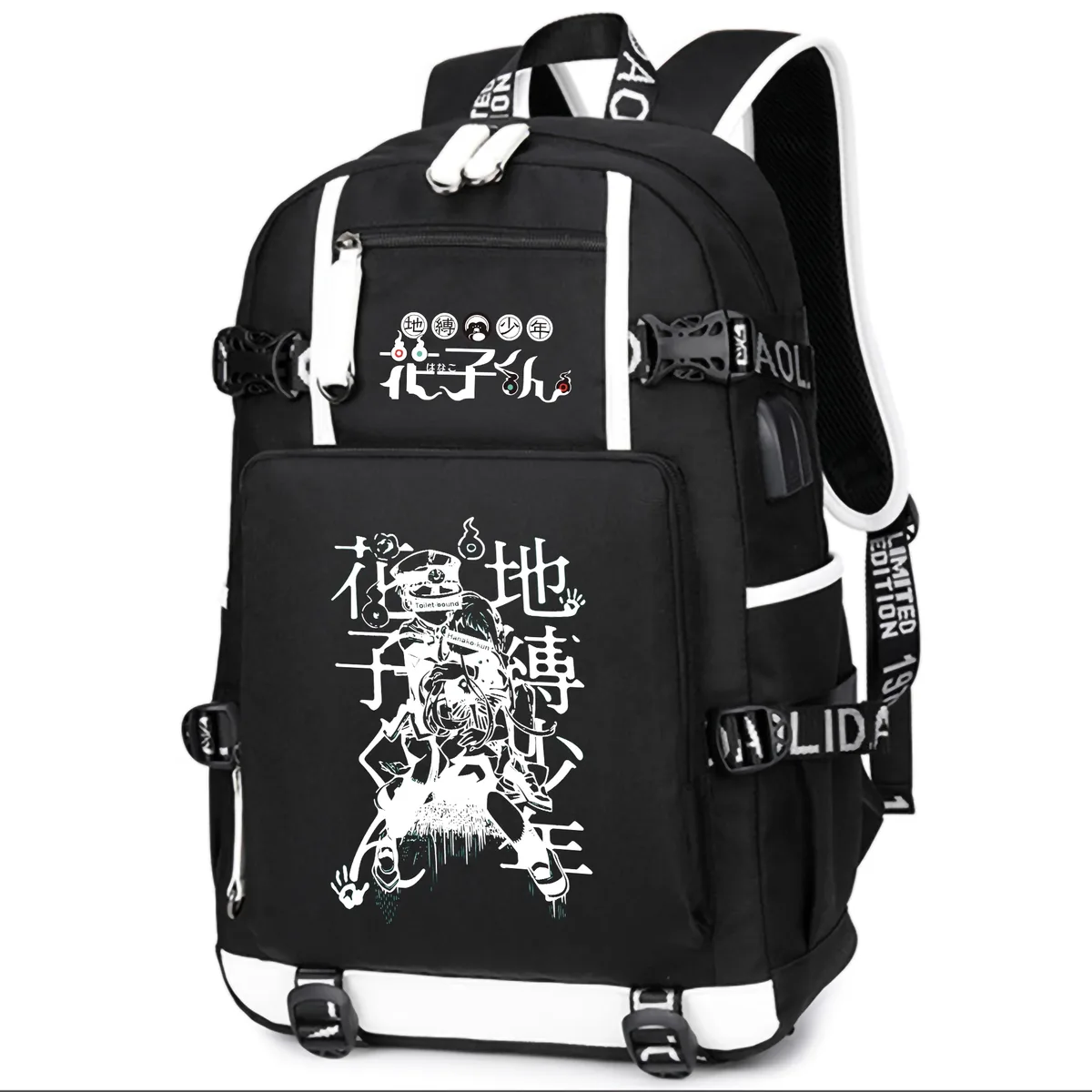 dessin animé toilette lié hanako-kun étudiants école sac à dos pour ordinateur portable oxford bookbag usb charge anime shouler sacs sac à dos décontracté