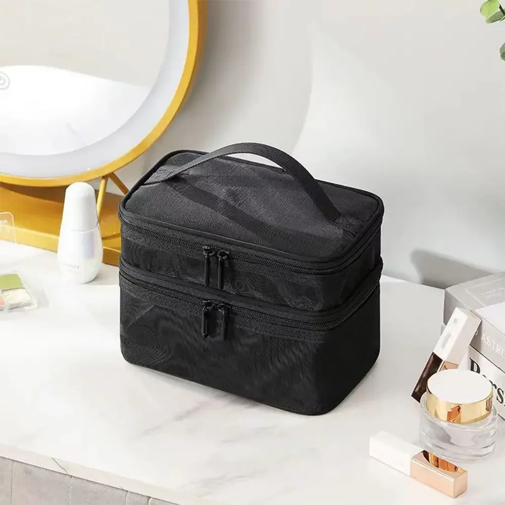 trousse cosmétique de voyage en maille transparente pour femme, trousse de toilette, rangement de maquillage, grande capacité, mode, 1 couche, 2/3 couches