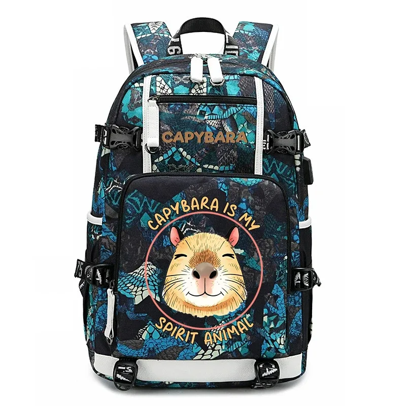 sac à dos d'étudiant à grande capacité avec imprimé de capybara, pour garçons et filles, sac de voyage décontracté, sac d'école léger et durable, utilisation quotidienne
