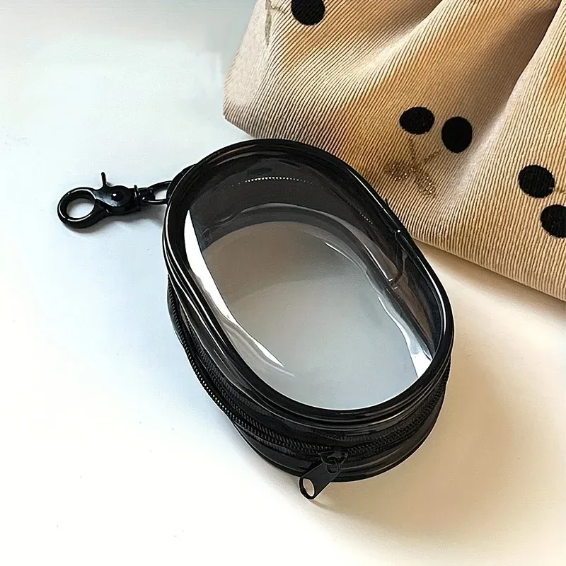 sac de rangement portable mini transparent avec fermeture éclair et boucle porte-clés, organisateur peu encombrant pour écouteurs, chargeurs et petits articles quotidiens