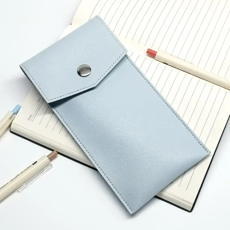 étui à crayons en cuir pu, sac de rangement pour étudiants, sac portable pour lunettes et papeterie, sac de rangement pour stylos de bureau grande capacité.