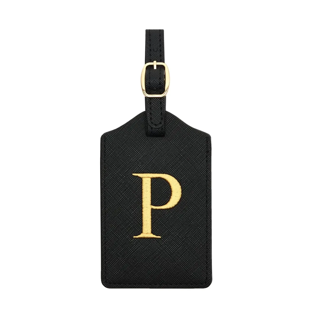étiquette de bagage en cuir pu pour voyage-étiquette d'identification de valise durable avec couverture de confidentialité et fente pour carte nominative (a-z) liu