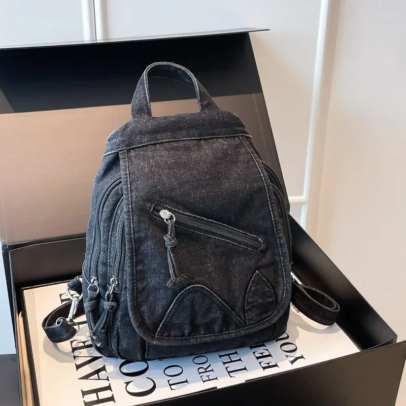 rétro grande capacité lavé denim simple sacs à dos femmes trajet fourre-tout sac 2025 femmes sac quotidien shopper sacs à main bolsa