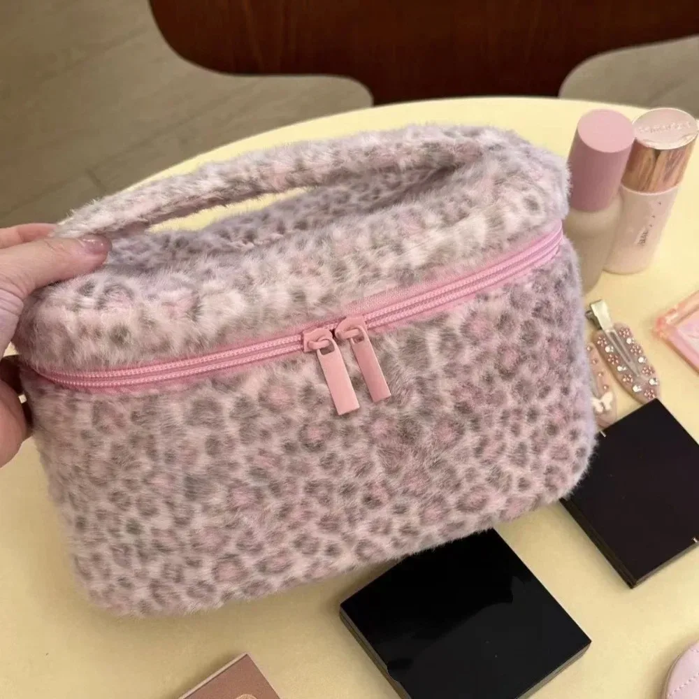 Nouvelle trousse de maquillage portable avec fermeture éclair, étui de rangement multifonctionnel, sac à main léopard pour femmes et filles