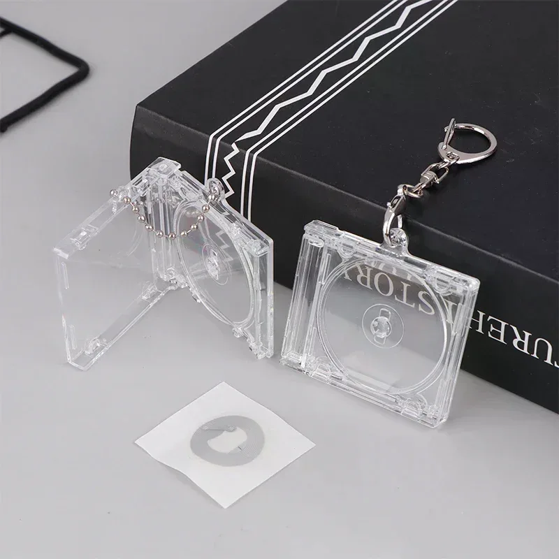 1 porte-clés mini-album cd vierge pour décoration de sac à dos diy, pendentif porte-clés