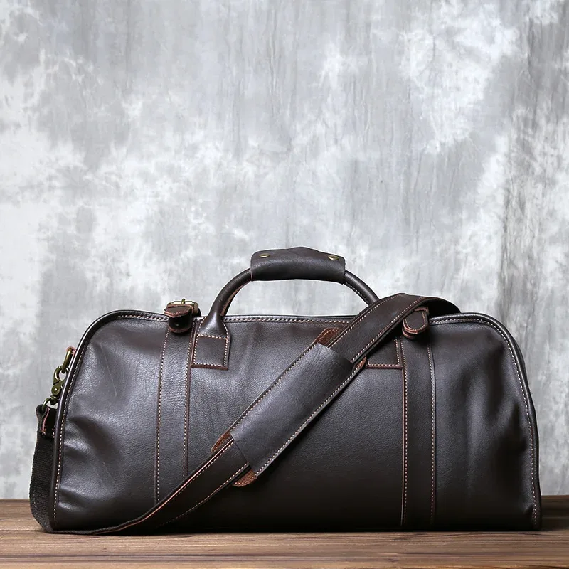 sac à bandoulière en cuir véritable pour homme, sac à main décontracté, cuir de vachette couche supérieure, grande capacité, voyage à courte distance