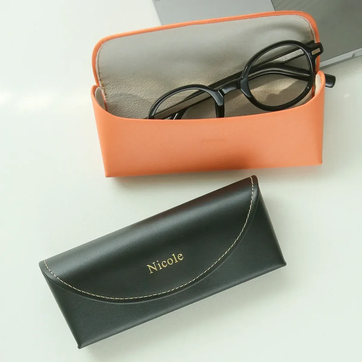 étui à lunettes personnalisé en cuir, étui portable pour lunettes de soleil, logo personnalisé, boîte de rangement pour lunettes, housse de protection anti-chute pour lunettes