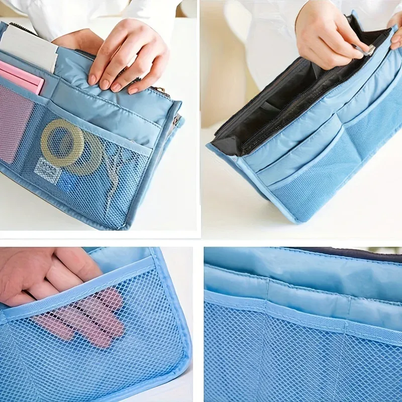 sac de maquillage multifonctionnel de grande capacité, sac de voyage portable à double fermeture éclair, sac de rangement pour articles de toilette, sac pour maman, sac cosmétique multi-poches