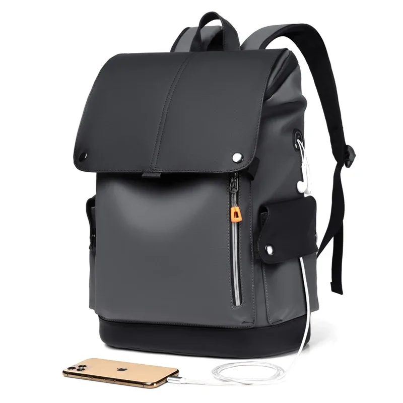 haute qualité en cuir pu étanche hommes sac à dos pour ordinateur portable grand ordinateur sac à dos pour affaires urbain homme sac à dos usb charge