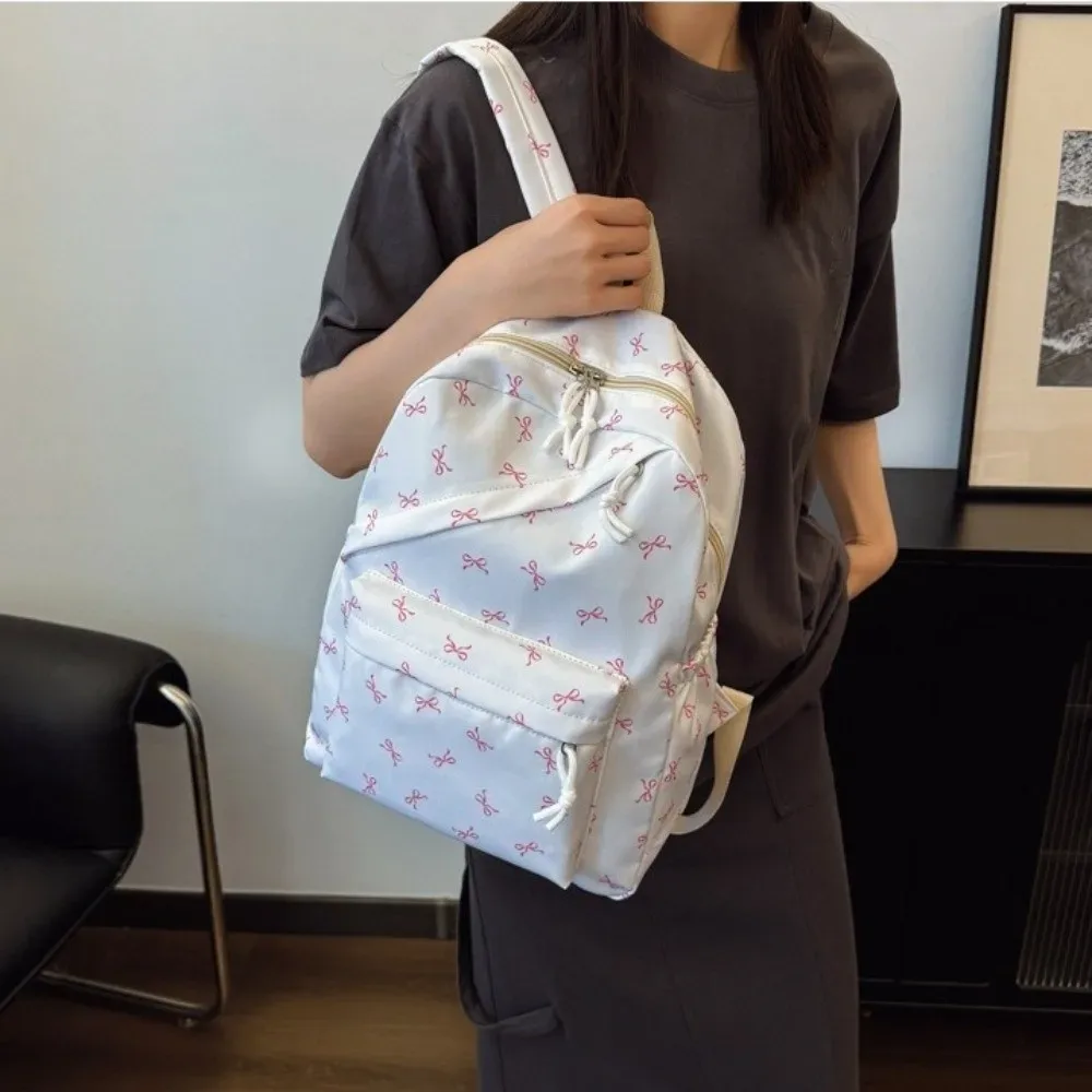 sac à dos en toile avec nœud, bretelles réglables, grande capacité, sac d'école pour étudiants, sac de rangement, sac à bandoulière de style japonais pour adolescents