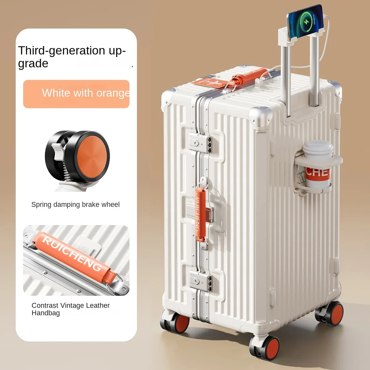nouvelle version améliorée 3:7 valise grande capacité 28/30/32 pouces avec cadre en aluminium renforcé, valise de voyage en pc, valise à roulettes multifonctionnelle
