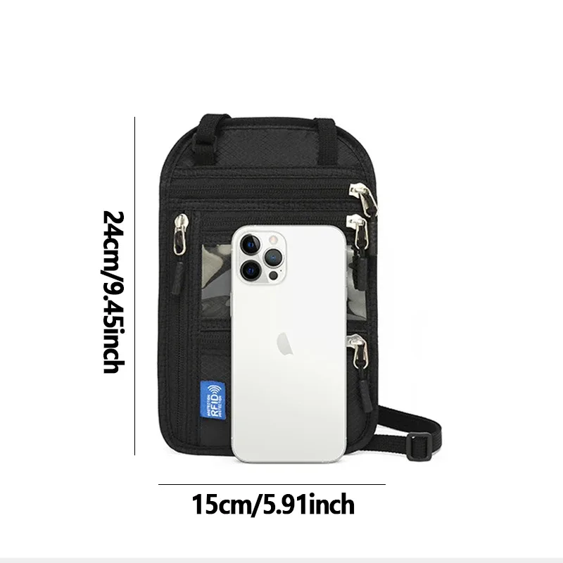 portefeuille de cou anti-rfid, porte-passeport de voyage, sac à documents léger et imperméable, pochette cachée antivol pour femmes et hommes
