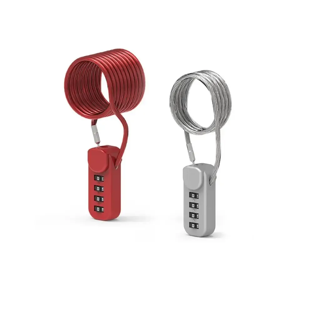 cadenas portable à code à 4 chiffres avec câble antivol à ressort, serrure à câble en acier, cadenas à mot de passe pour sac à dos