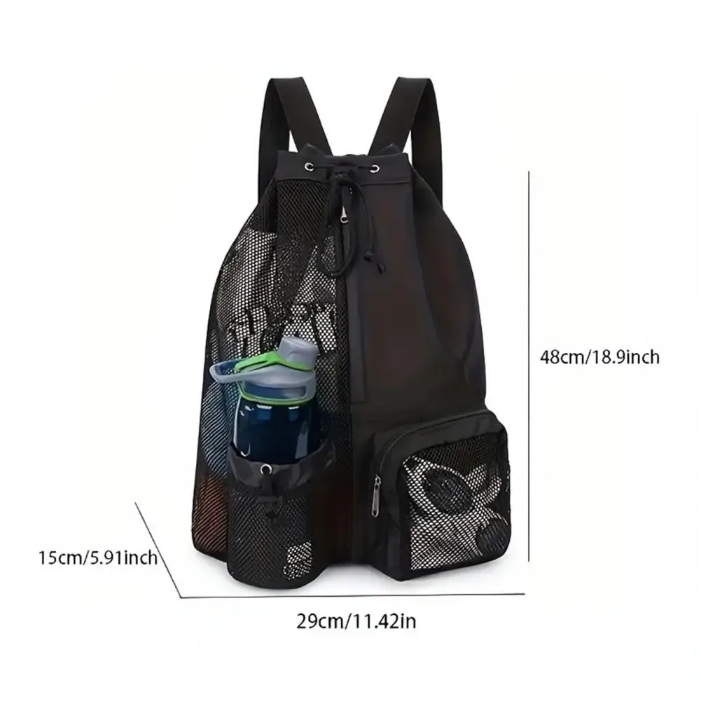 sac à dos en filet, sac de natation à cordon, sac à dos avec poche pour vêtements mouillés, sac de rangement de plage, sac de pêche en plein air