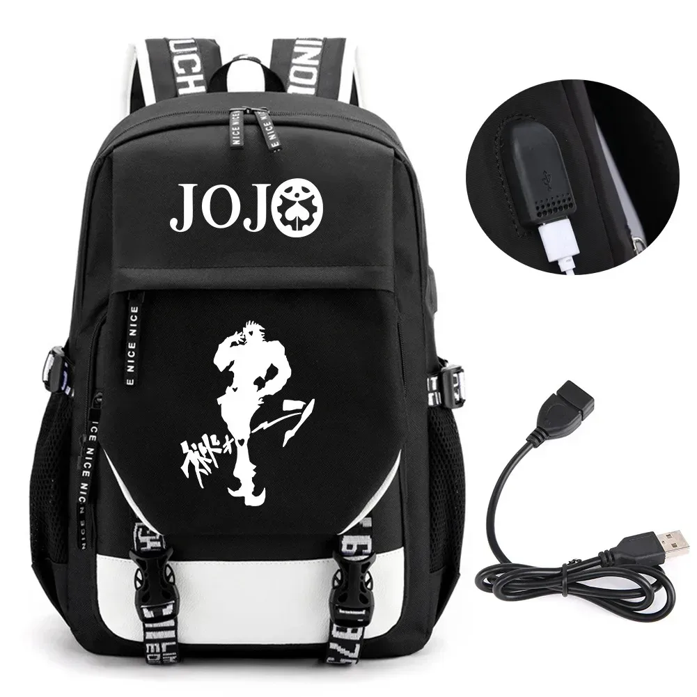 sac à dos de voyage pour ordinateur portable garçon et fille, chaîne anime jo jonathan joes killer golden experience, sacs à livres scolaires mochila, port usb