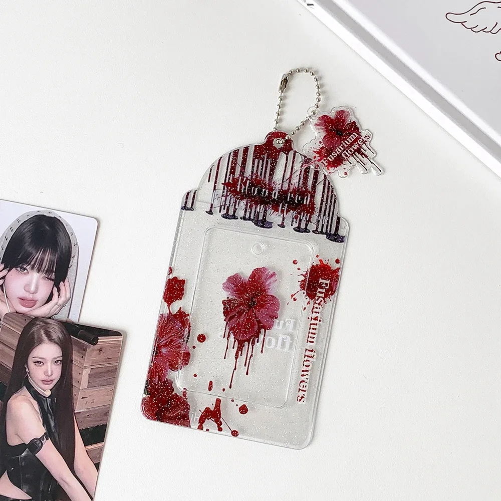 porte-cartes ins fashion rose romantique 3 pouces, pochette mignonne pour photos d'idoles, sac de rangement pour cartes, décoration de sac à dos d'étudiant, pendentif porte-clés, cadeau