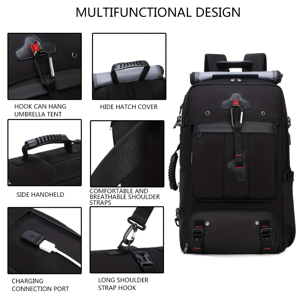 Sac à dos de voyage pour hommes et femmes, grand sac à main avec compartiment à chaussures approuvé par la compagnie aérienne, sac à dos pour ordinateur portable 17 pouces, sac de sport
