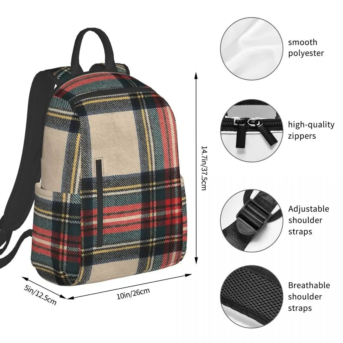 sac à dos stewart dress tartan, sac à dos de grande capacité pour enfants, sac d'école, sacs à bandoulière pour hommes et femmes