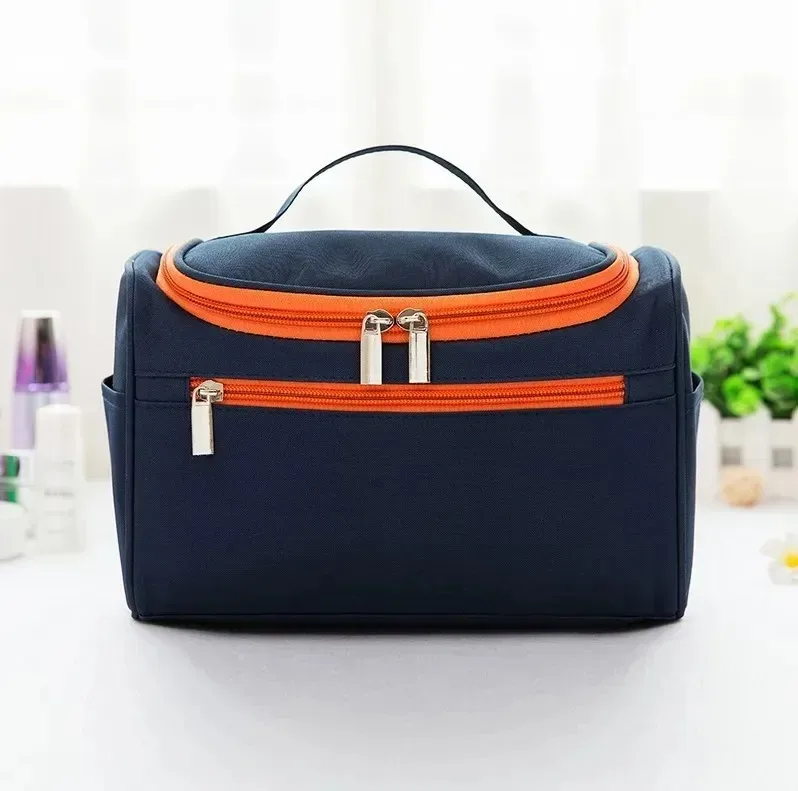 trousse à cosmétiques simple personnalisée – trousse de toilette brodée personnalisée de grande capacité, pochette de rangement de voyage portable, nom personnalisé m
