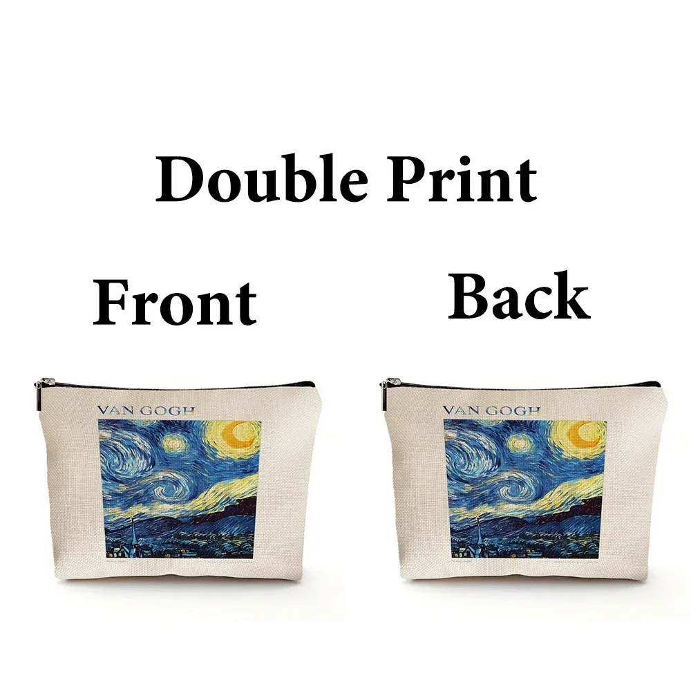 vincent van gogh femmes sac cosmétique nuit étoilée double impression dame sacs de maquillage de mariage fille voyage sac à main organisateur portefeuille
