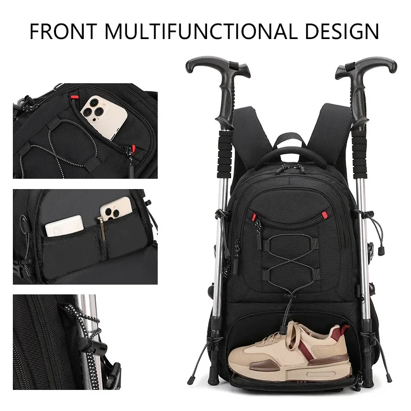 sac à dos d'escalade usb pour ordinateur portable, sac à dos léger avec sac à chaussures, sac à dos de camping en plein air, sac à dos de randonnée, cartable de sport et de gym