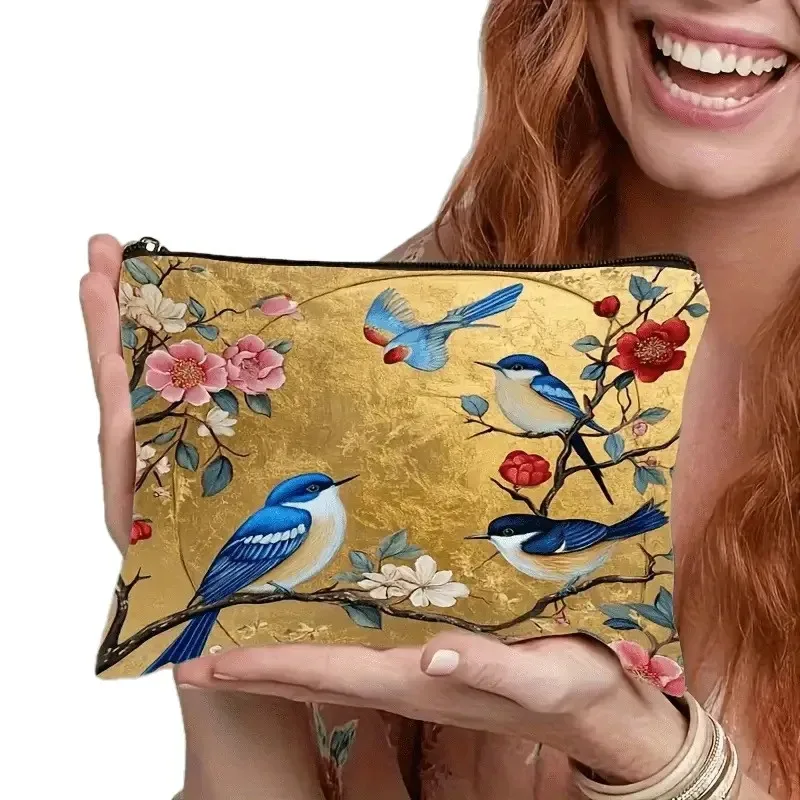 nouvelle trousse de rangement pour fleurs d'automne, sac à fermeture éclair, trousse de maquillage en lin, trousse de beauté, pochette de maquillage, étui à maquillage