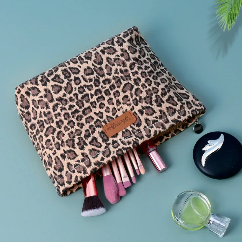 grande trousse de maquillage à imprimé léopard - élégante et mignonne, sac de toilette pour femmes et filles