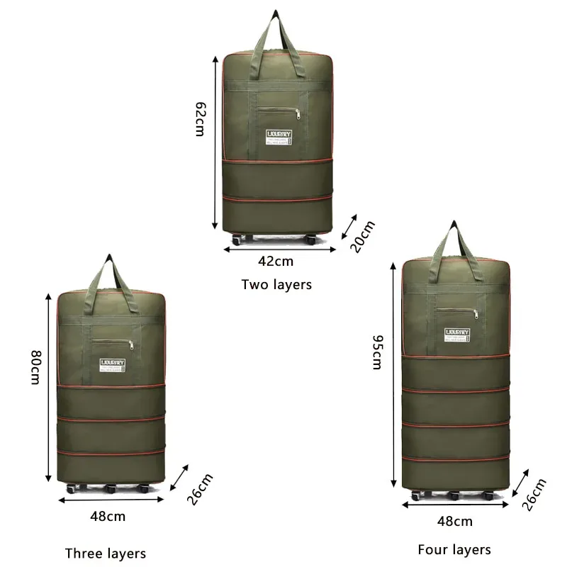 sac de voyage pliable, compartiment à bagages, boîte de rangement à roulettes pivotantes, sac à bagages télescopique grande capacité, sac de nuit