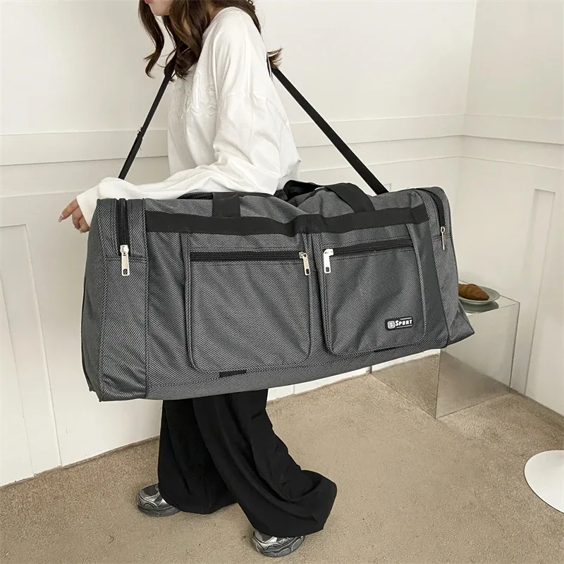 sac polochon de voyage en nylon pour femmes et hommes, sac à bagages à main, fourre-tout de grande capacité pour week-end, sac de sport, pochettes de nuit